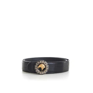 STEFANO RICCI 3000$ Crocodile Leather Belt - Eagle Head Buckle, Matted Black NIB - Picture 1 of 8