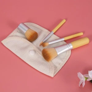  4 Pcs Bamboo Eyeshadow Brushes Professional Makeup Tool Set Cosmetics - Picture 1 of 11