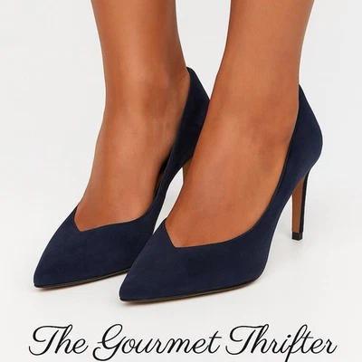 Zapatos de salón Banana Republic azul marino gamuza punta tacón alto para mujer talla 9M” Foto 1 de 4