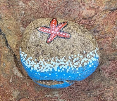  Hand Painted Kindness original Rock  flowers paper weight Painting Art Gift    - Image 1 of 3