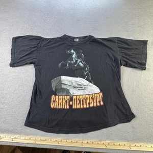 Vintage Sankt Petersburg Shirt Herren Medium Schwarz Russische Grafik Statue Tee 90s - Bild 1 von 11