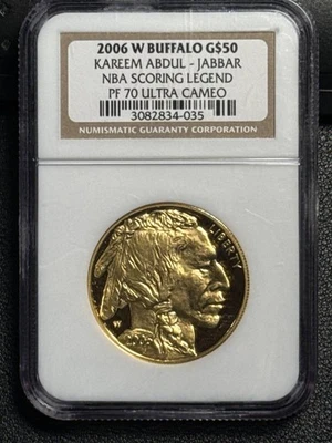 2006 W Bullion $50 Gold Buffalo 1 oz NGC PF-70 ULTRA CAMEO KAREEM ABDUL JABBAR - Image 1 of 2