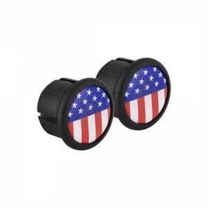 Velox Push-In Handlebar Plugs with 3D Domed USA Flag & Vintage Pin-Up Design - Picture 1 of 1