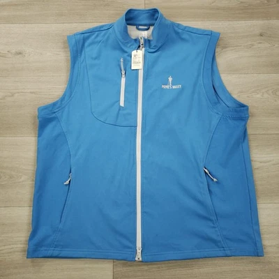 johnnie-O Liberty Blue Full Zip Knockdown vest Men's XL Stretch Zip Pockets NEW - Image 1 of 4