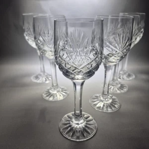 6 Zawiercie Crystal Cordial Glasses Monica Monika 115ml 16cm 6⅓" Round Vintage - Picture 1 of 8