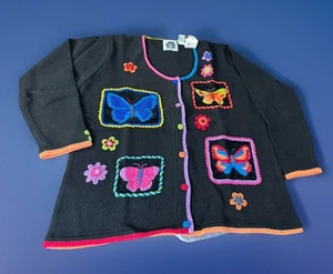 STORYBOOK KNITS Schmetterling Blumen Strickjacke Pullover 1xl - Bild 1 von 11