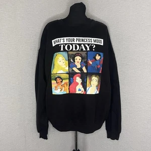 Disney Princess Sweater Black Graphic Print Crew Neck Size XXL - Picture 1 of 10