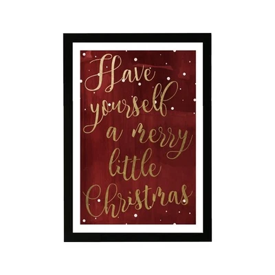 Have Yourself A Merry Christmas' Wall Art, 13" x 19", Red & Gold Framed Print - Image 1 of 4