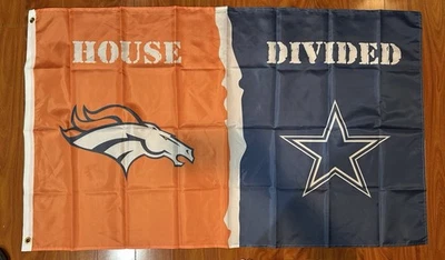 Denver Broncos Dallas Cowboys Casa Rivalidad Dividida Bandera 3x5 Banner Regalo Foto 1 de 2