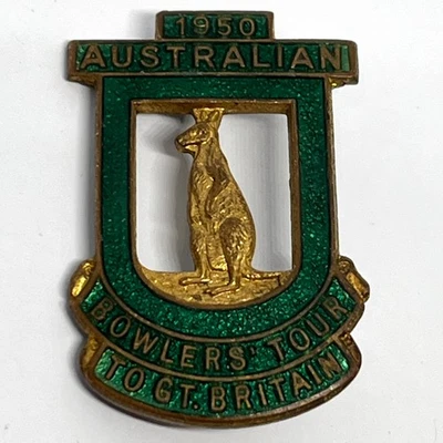 1950 Australian Bowlers Tour Great Britain Enamel Pin Badge Bowls Bowling Sport - Image 1 of 3