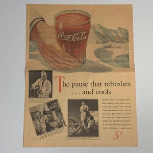 1937 Coca Cola 5 Cent große farbige Zeitungsanzeige 15,5" x 21,5" - Bild 1 von 5