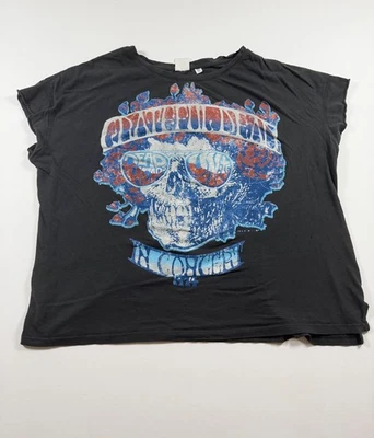 Junkfood Grateful Dead T-Shirt Mens XL Black Skull Concert 1974 Holes Tee - Image 1 of 4