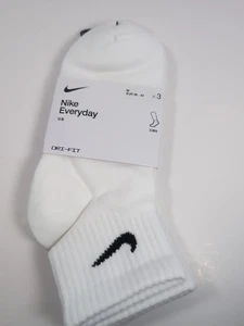 Paquete de 3 calcetines al tobillo Nike Everyday Dri-FIT blancos SX7677-100 unisex medianos 7-9 NUEVO - Imagen 1 de 4