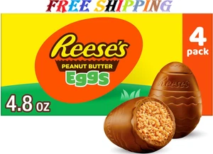 REESE'S Milk Chocolate Peanut Butter Creme Eggs Candy, Easter, 1.2 oz Box (4 Pc) - Picture 1 of 7