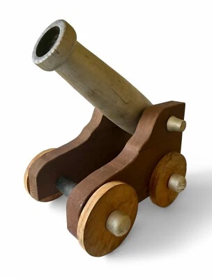 Vintage wooden cannon toy scratch built handmade artillery gun 1950's AUSTRALIA - Image 1 of 4