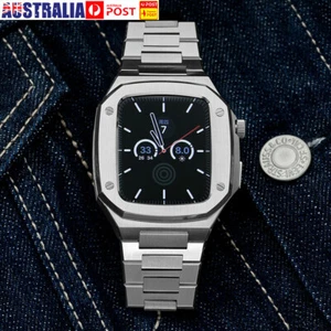 44mm Silver Stainless Steel Band Strap Case Mod Kit For Apple Watch Series 6 5 4 - Zdjęcie 1 z 10