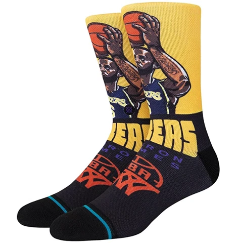 Men's Los Angeles Lakers NBA Basketball Stance Graded Lebron James Socks Large Cover