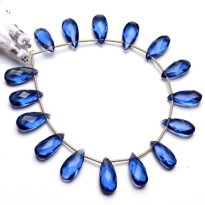Tanzanite Color Quartz 15x7mm Size Faceted Pear Briolette 7" Strand - Image 1 of 4