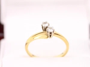 Hermoso anillo de diamantes de dos piedras de oro de 18 quilates para dama talla M T13 - Imagen 1 de 5