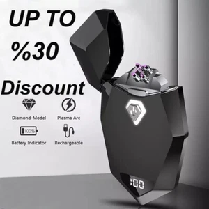 NEW Design Diamond Lighter Rechargeable USB Dual Arc Plasma LED Power Display AU - Picture 1 of 6