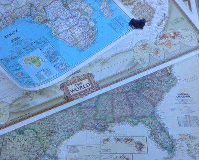 Mapa National Geographic Estados Unidos El Mundo África - Lote de 5 - 4 Laminados Foto 1 de 4