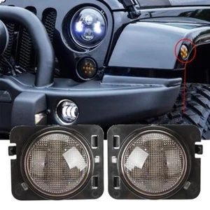 Guardabarros delantero LED luces de señalización laterales ámbar lente de humo para Jeep Wrangler JK 07-18 - Imagen 1 de 12
