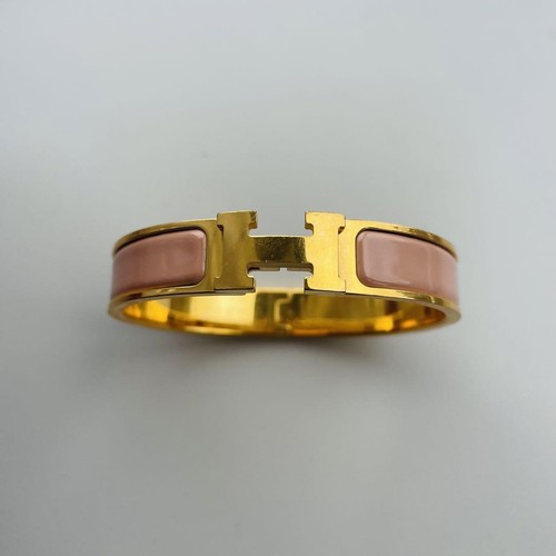 HERMÈS Bracciale donna HERMES Clic Clac H rosa pallido × placcato oro