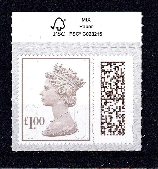 QE2 - 2022  MNH £1  with  Overlay  M22L & MAIL   -   See Image - Image 1 of 1