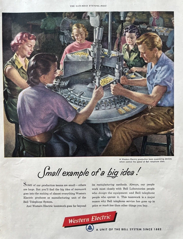 1952 Western Electric Bell System Telephone Production Team Dials VTG Print Ad - Image 1 of 1