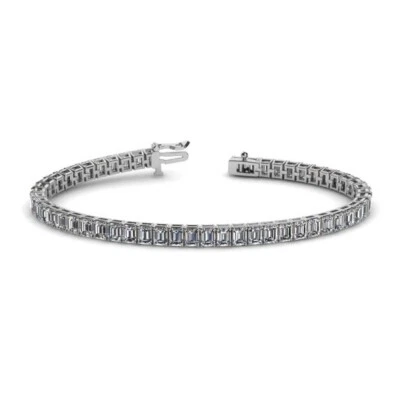 Brazalete de tenis de diamantes cultivados en laboratorio esmeralda de 11 quilates de oro blanco macizo de 14 quilates de 7 pulgadas Foto 1 de 3