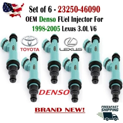Inyectores de combustible nuevos x6 OEM DENSO HP Upgrade para Toyota y Lexus 3,0 L V6 Foto 1 de 4