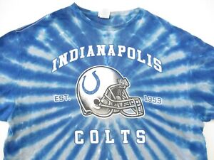 Indianapolis Colts T Shirt Mens 2XL Blue Helmet Logo Tie Dye NFL Fan TShirt Tye