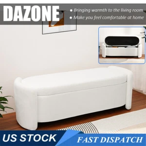 51" Storage Bench Velvet Bedroom Lounge Upholstered End of Bed Footrest Ottoman - Picture 1 of 10