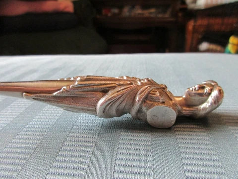 WENDT BUST Oyster LADLE 3D Figural Lady STERLING SILVER .925 GOLD WASH MONO Cover