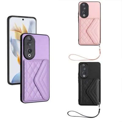 For Honor 90 X6A Embossed Card Case+Hand Rope Leather Flip Case Phone Case Cover - Image 1 of 4