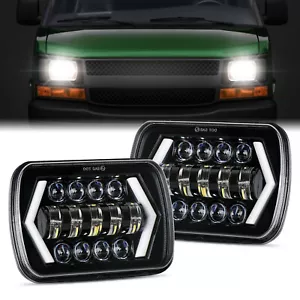 Pair 7x6" 5x7" Square LED Headlights Hi/Lo Beam for Mitsubishi Triton 1986-2000 - Picture 1 of 21