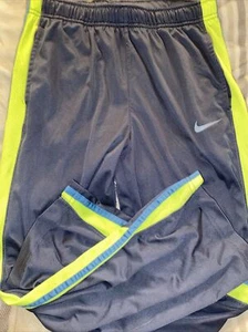 NIKE DRI-FIT Jogging Pants YOUTH LRG Grey W/Neon Stripes Polyester W/Pockets - Picture 1 of 5