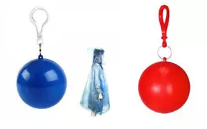 2 pack Unisex Raincoat Emergency Light Rain Poncho Rainwear in a Ball Carabiner - Picture 1 of 6