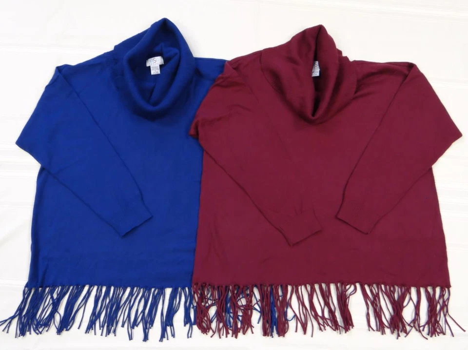 NUEVO - OSO Casuals® Suéter Tejido Hombro Caído Flecos Detallado Capucha Cuello Talla 1X Foto 1 de 1