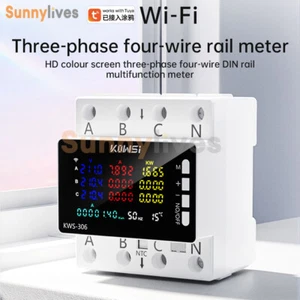 Misuratore Energia Elettricità 3 Fasi 4 Fili Alimentazione AC Guida DIN Wattmetro Consumi - Foto 1 di 34