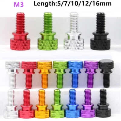 M3 Coloure Aluminium Anodised DIY Knurled Hand Thumb Screws Hand Grip Knob Bolts - Image 1 of 4