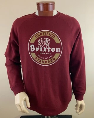 BRIXTON Men's Certified Standard Indian Head Logo Crewneck Sweatshirt Red Size L - Image 1 of 4