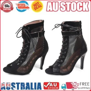 Women Mesh Sandals Peep Toe High Top Sandals Lace Up High Heel Sandals for Party - Picture 1 of 18