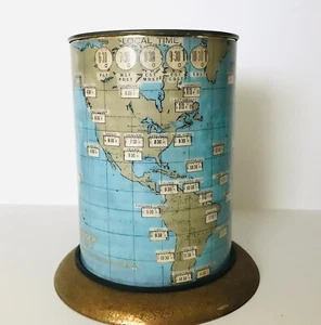 1965 Time O Rama Western Union Perpetual Time Zone Map Pencil Holder Vintage USA - Picture 1 of 14