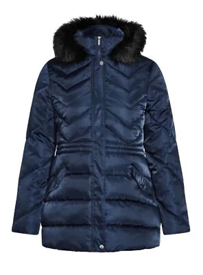 Abrigo Parka Acolchado Avenue 22 3x Azul Marino Piel Sintética Bolsillos Cálidos Largo Ultra Cálido Foto 1 de 4