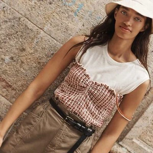 MADEWELL superleichtes gesmoktes Jacquard Tanktop gestreift GR. XS Baumwollmischung - Bild 1 von 4