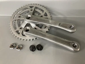 1988 Shimano Deore FC-MT60 Crankset 175mm 48/38/28T Triple Biopace Caps & Screws - Picture 1 of 14