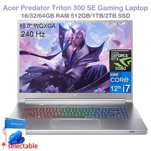 Acer Predator Triton 300 SE 16"240Hz Laptop,i7 12700H,RTX 3060,UpTo 64GB, 2TB - Picture 1 of 15