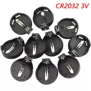5-100pcs 10PCS Button Coin Cell Battery Socket Holder Case Black CR2032 3V - Picture 1 of 6