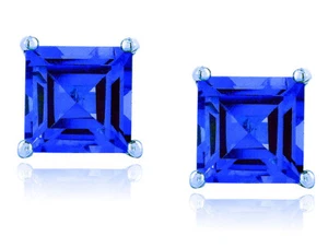 Pendientes de tachuelas cuadrados de tanzanita 6 mm de plata esterlina 925 de 2,00 quilates para mujer - Imagen 1 de 1